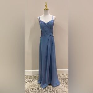Bari Jay Blue Ruched Wrap Maxi Dress
